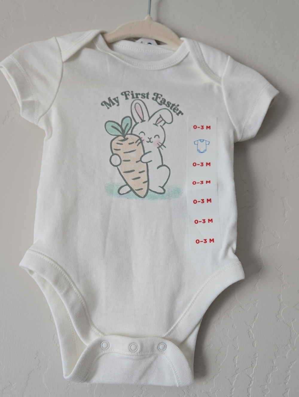 Old Navy White "My First Easter" Bunny Carrot One-Piece Bodysuit